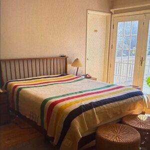 Hudson Bay Mid Century Modern 6 Point Wool Striped Multicolor Blanket Queen